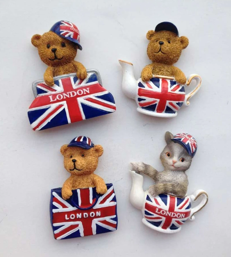 Британский флаг Лондон Сумочка милый плюшевый медведь 3D магниты на холодильник мировой Туризм сувениры холодильник магнитные наклейки
