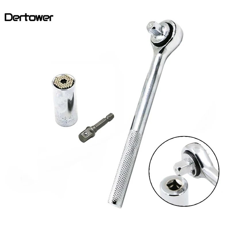 

Multi Function Socket Wrench Head 3/8" 7-19mm Power Drill Adapter Car Universal Sleeve Ratchet Wrench Hand Tools