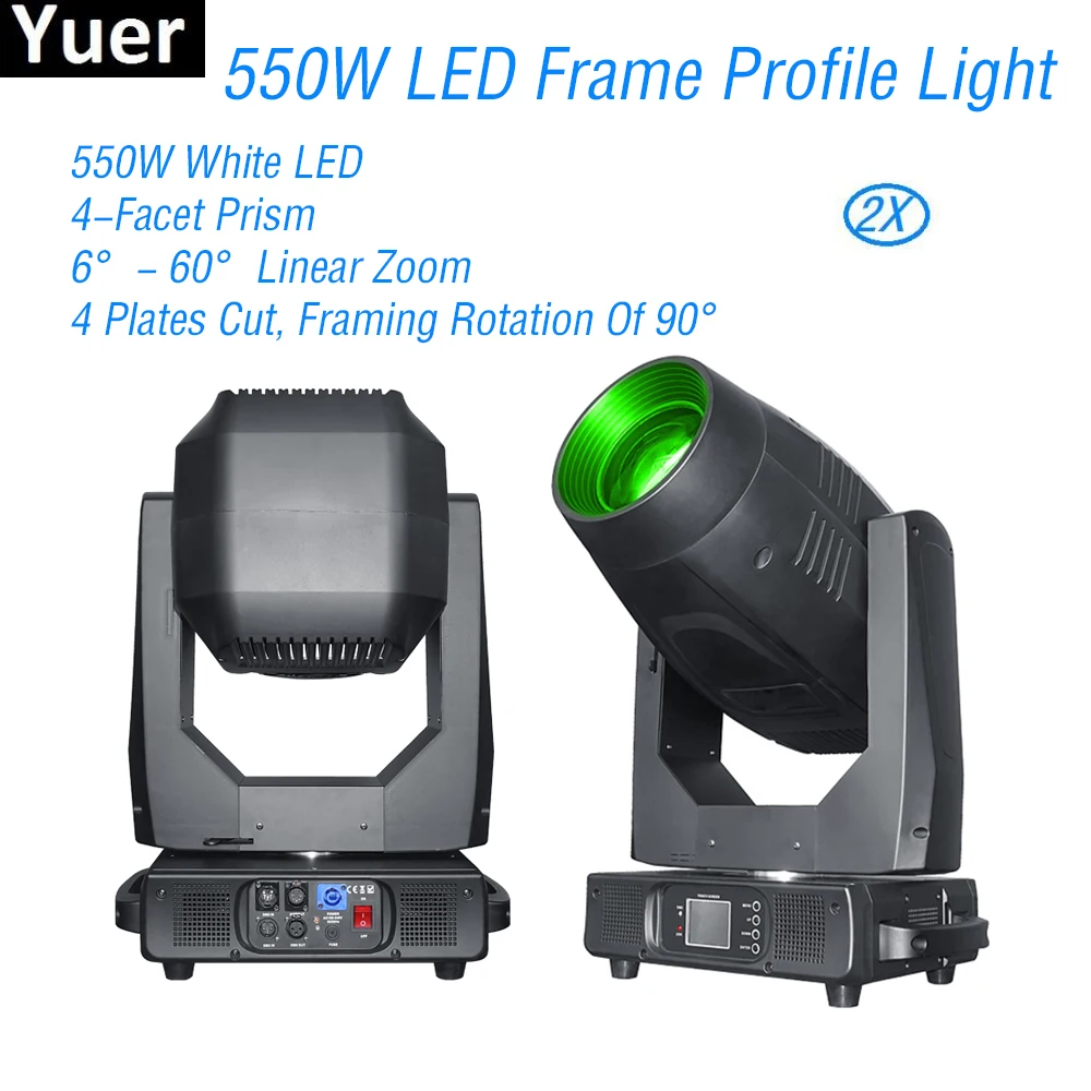 

2Pcs/Lot Flightcase Pack 550W LED Frame Profile Moving Head Light Professional Large Stage DJ Equipment Disco Party Music Lights