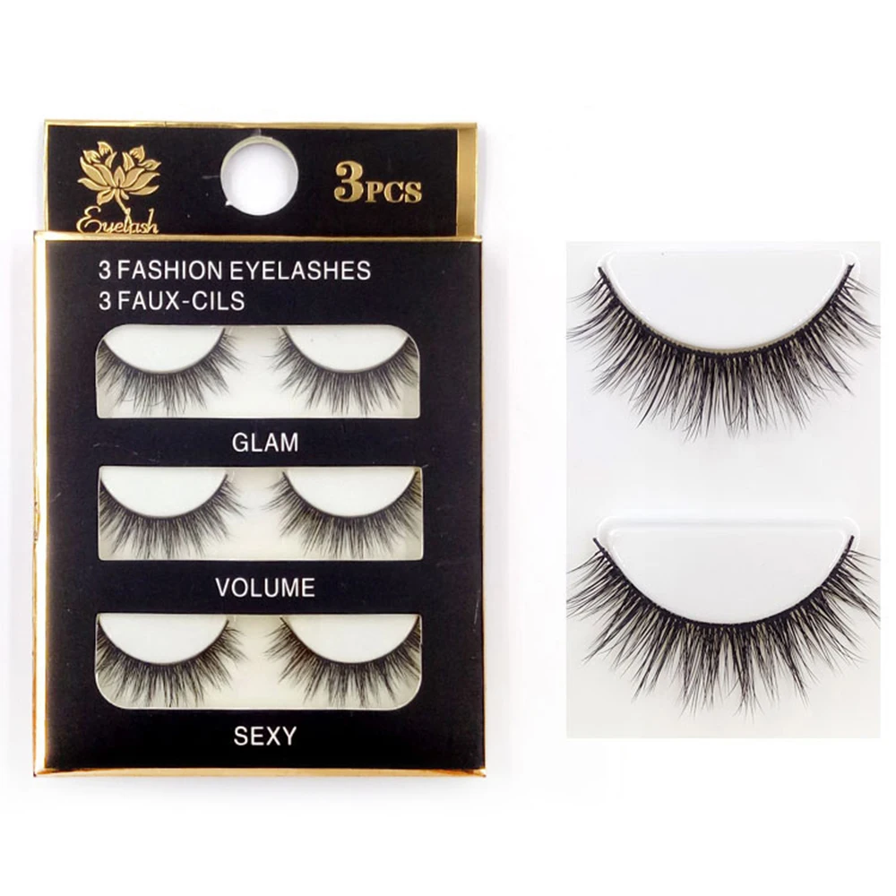 

NEW / 3 Pairs Of Multilayer Three-dimensional False Eyelashes Natural Nude Makeup 3D Curling Eyelashes Makeup Tools