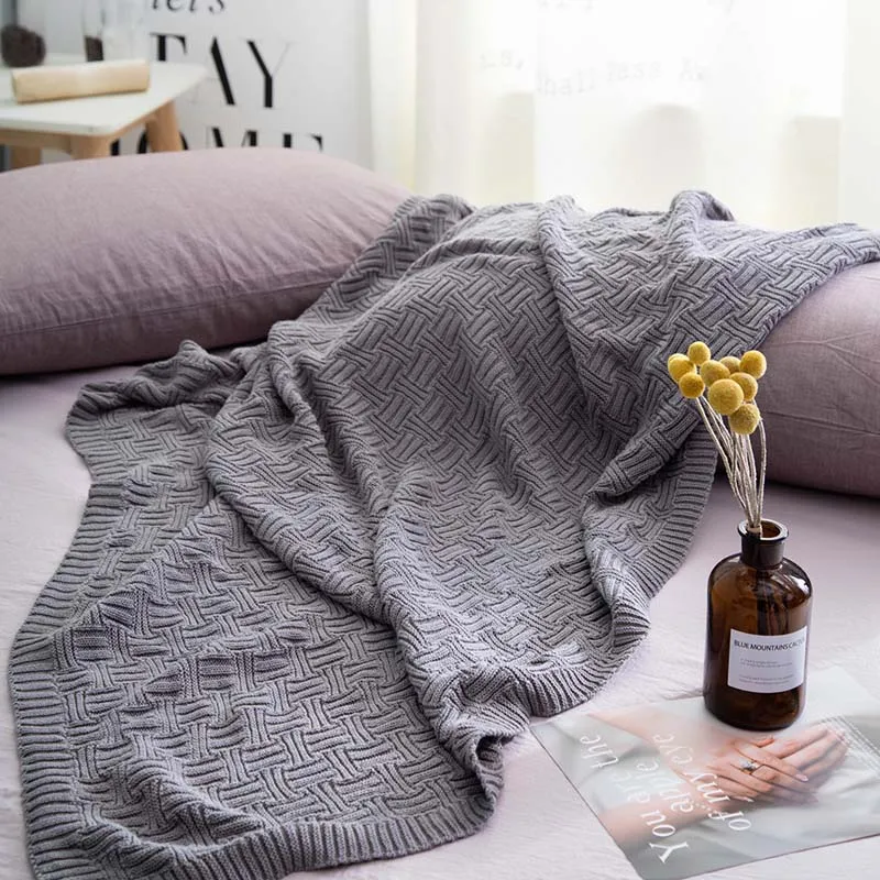 Хлопковое трикотажное шерстяное одеяло с нитью, одеяло для отдыха с рисунком самолета, одеяло для дивана, плед, одеяло Koc Mantas - Цвет: grey