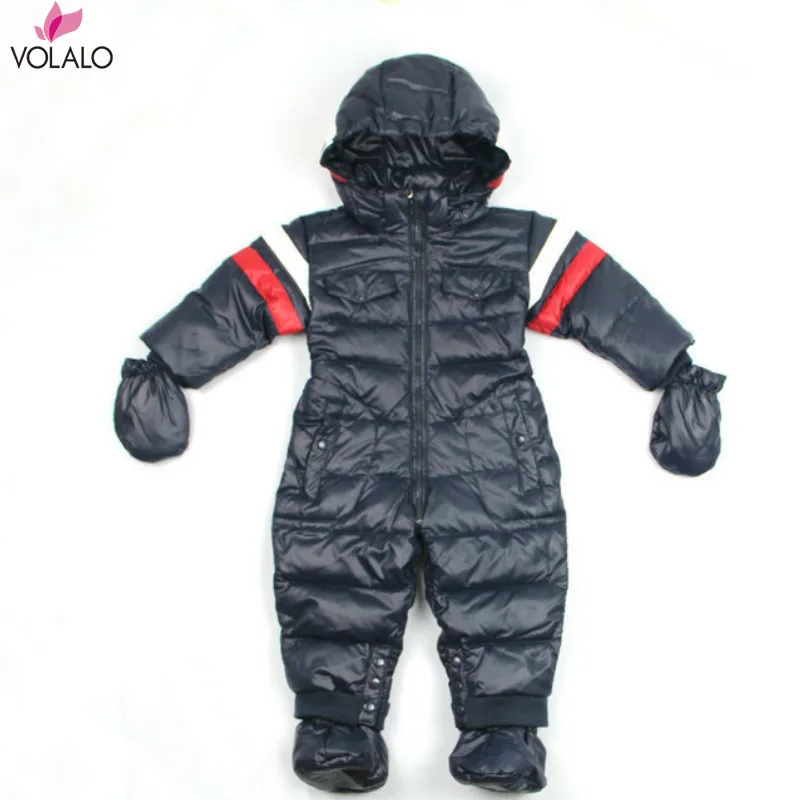 

Baby Rompers Infant Jumpsuits Boys Girls Winter OverallsDuck Down Jumpsuit Real Fur collar Children Outerwear Kids Snowsuit