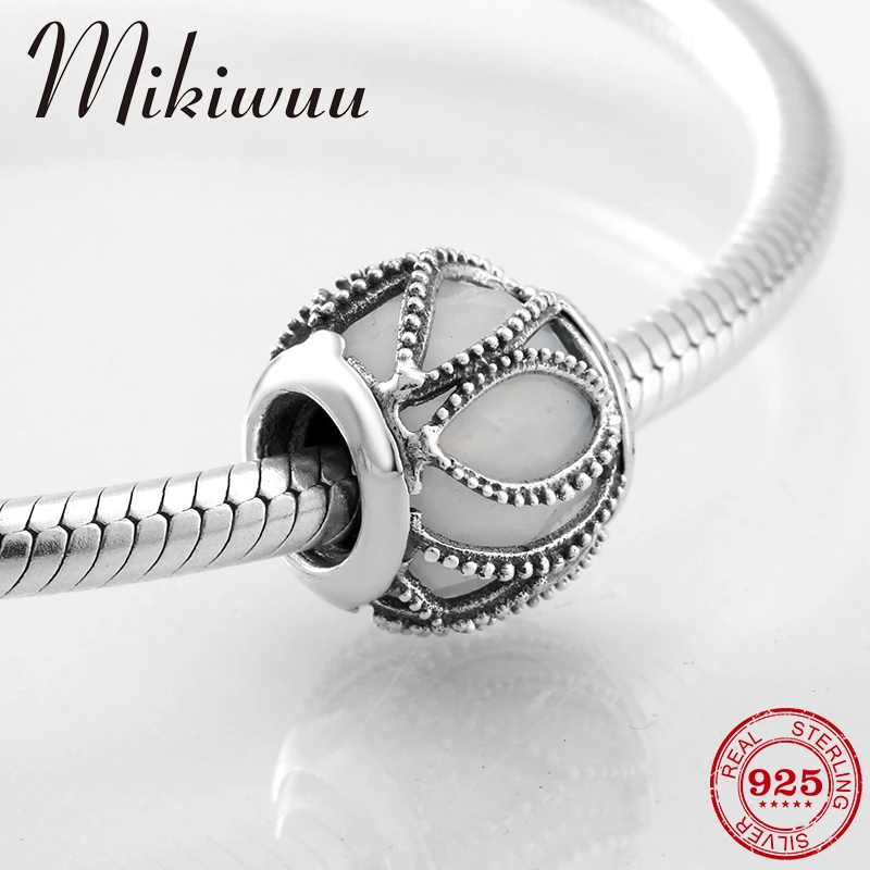 

925 Sterling Silver Accessories charms stripe milky CZ beads Jewelry making Fit Original Pandora Charm Bracelet