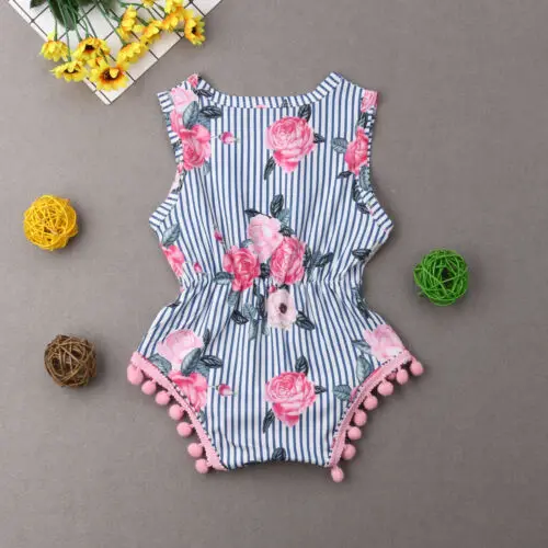 Newborn Toddler Infant Baby Girl Floral Romper Sleeveless Jumpsuit Clothes Outfits