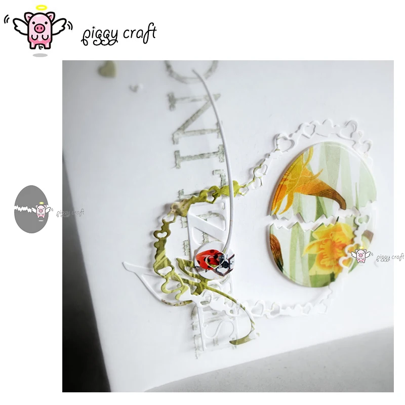 

Piggy Craft metal cutting dies cut die mold Easter eggshell Scrapbook paper craft knife mould blade punch stencils dies