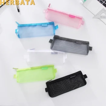 

Free Shipping Nylon Pencil Bag For School Simple Grid Pen Bag Storage Organizer Bag Zipper Escolar Papelaria CL-1995