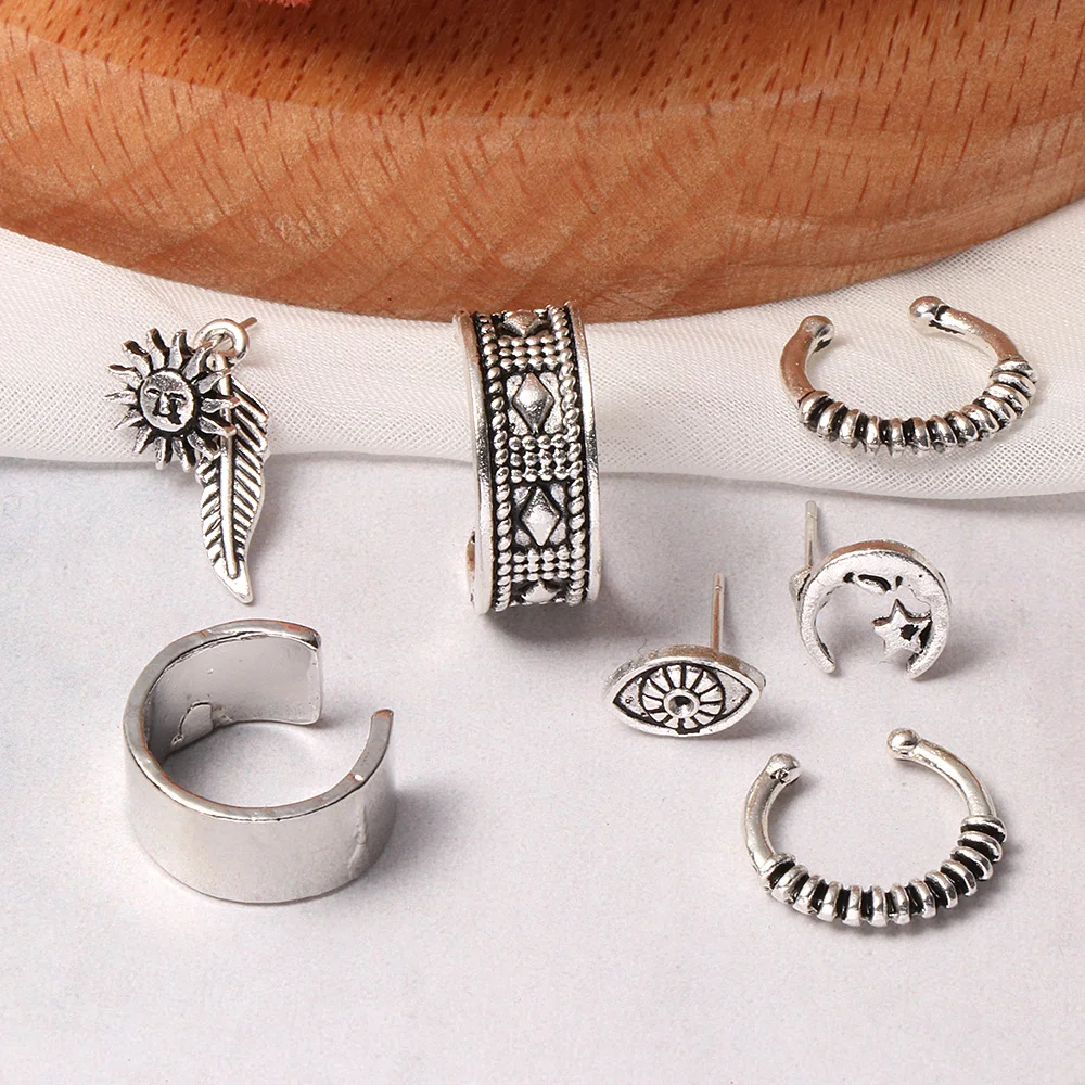 Винтажные геометрические серьги гвоздики Комплект сережек для женщин и девочек
