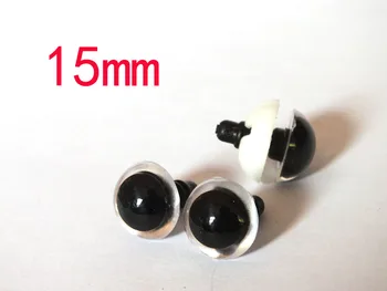 

50pcsx 15mm transparent Non-toxic Plastic Eyes with white washer for Stuffed Doll