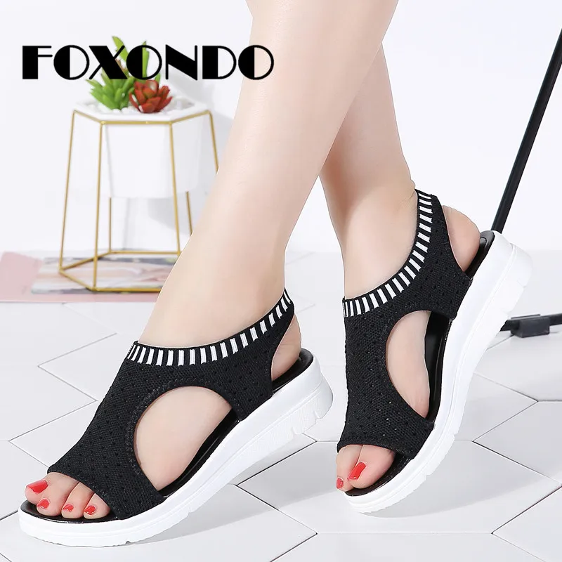 

FOXONDO Women Sandals 2019 New Female Shoes Women Summer Wedge Comfort Sandals Ladies Flat Slingback Sandals Women Sandalias