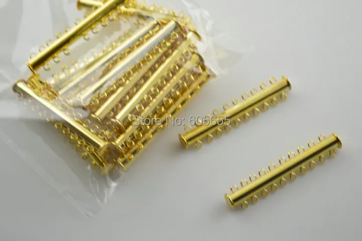 Золотой цвет 10 петель цепочки и ожерелья трубчатая застежка ювелирных изделий разъем выводы 20 шт. в партии