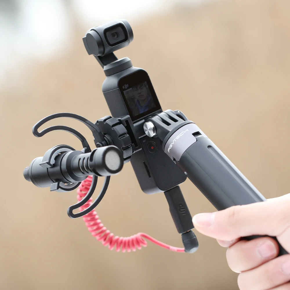

PGYTECH Osmo Pocket Mic Mount w Cold Shoe Adapter for Microphone bracket stick camera hand grip pole tripod accessories