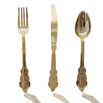 

36pcs 12 knives+12 spoons+12 forks Disposable Party Cutlery Tableware Plastic Rose Gold/Silver Wedding Birthday Dinnerware Sets