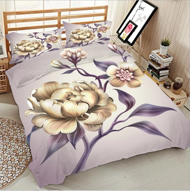 

Light-colored embossed flower3d effect photo bed linen can be customized photo pattern