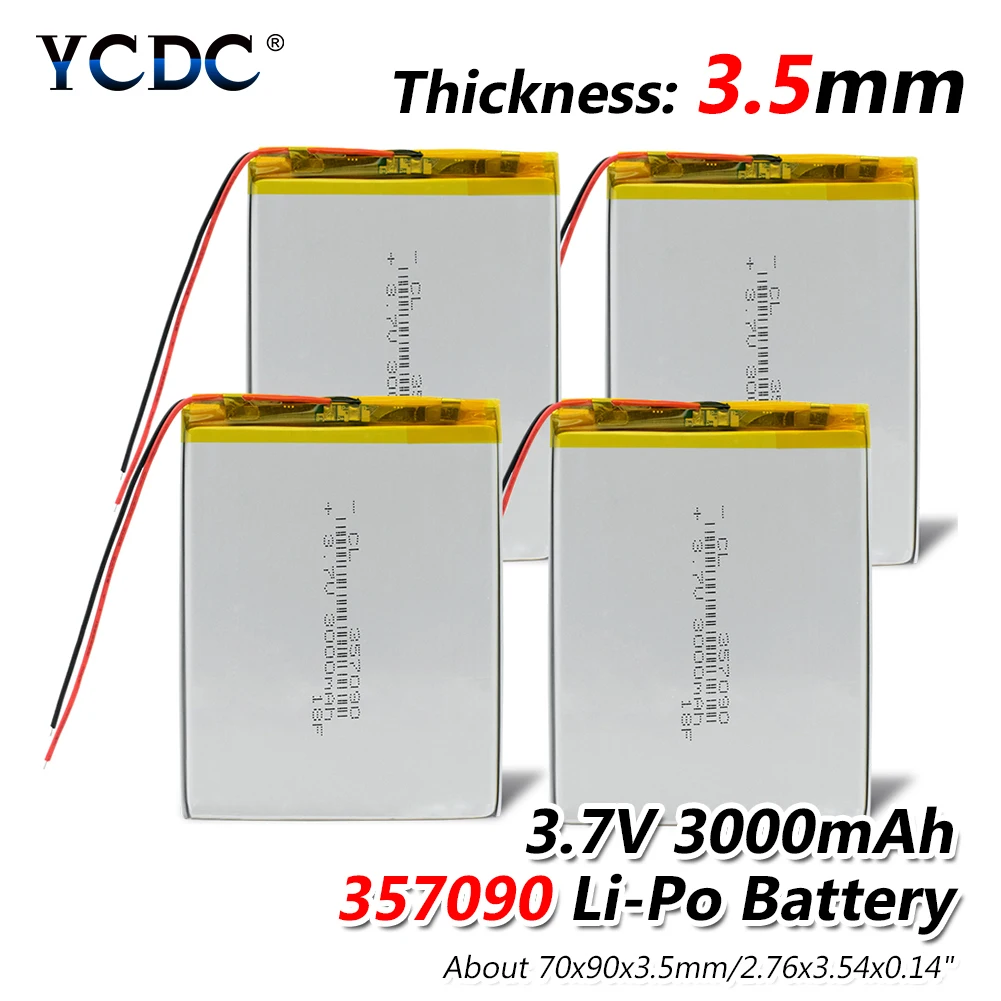 Перезаряжаемый 3,7 в 3000 мАч литий-ионный Литий-полимерный аккумулятор 357090 батареи с печатной платой для MP5 gps DVD BT динамик