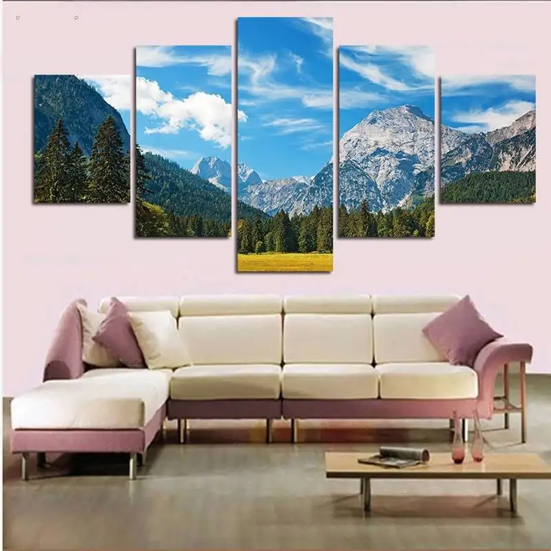 

5 Panels Hd Printed Snow Mountain Landscape Wall Art Painting Canvas Print Room Decor Print Poster Picture Canvas P0473 vendor