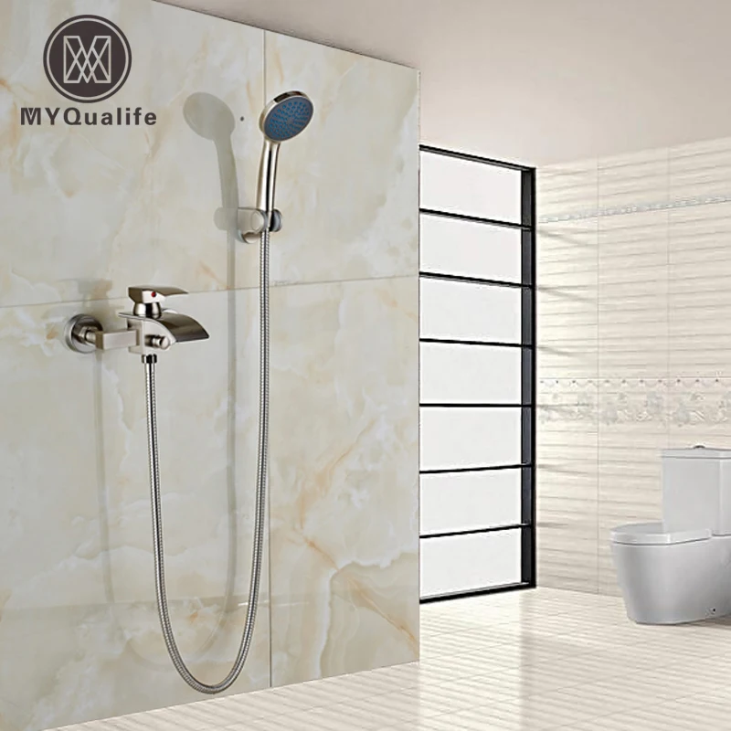 Смеситель для душа с водопадом никелевый матовый одной ручкой|bathroom shower faucet|shower