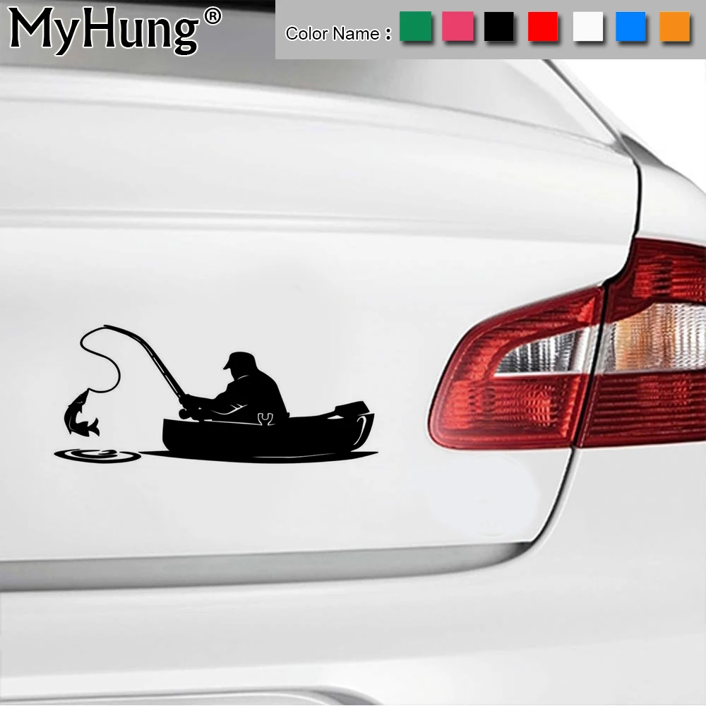 15.2*6.5CM Fashion Fisherman Fishing On Board Fish Boat Car Stickers