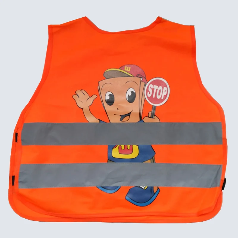 Cartoon Kids Reflective Safety Vest School Children Training Breathable Vest Adjustable Elastic Side