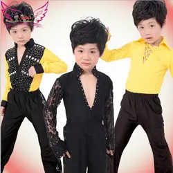 Ребенок дети Этап Современный Джаз бальные танго сальса Румба Самба Латинской платье для танцев костюм/танцевальные костюмы для мальчиков