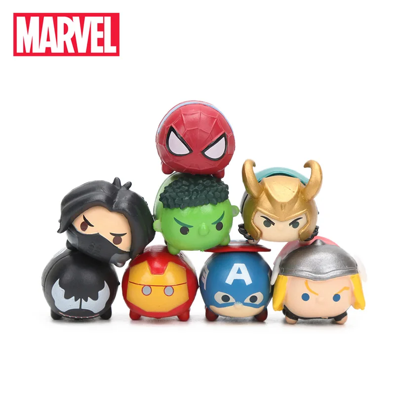 

3.5*2cm 8pcs Marvel Toys Tsum Tsum The Avengers 3 Infinity War Spiderman Ironman Hulk Venom Thor Action Figure Set Model Dolls