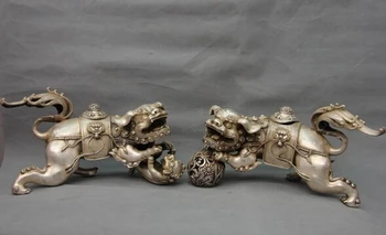 

song voge gem S1010 White Copper Silver Evil Foo God kirlin lion Brave troops incense burner censer
