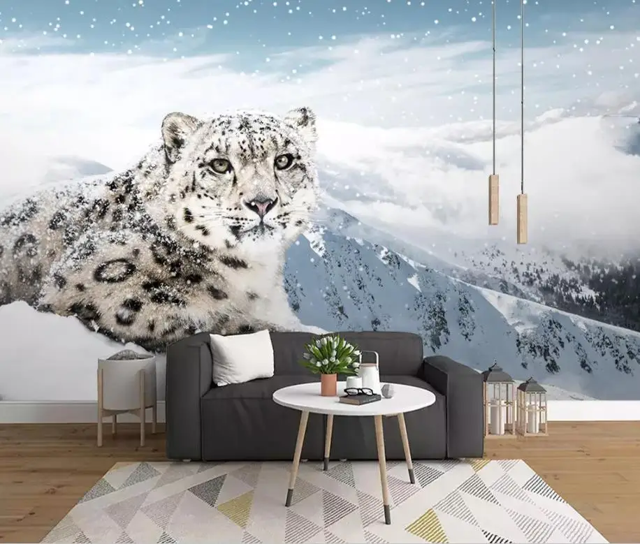 Custom 3d Wallpaper Snow leopard animal leopard landscape background wall painting Wallpaper Mural Painting For Living Room Custom 3d Wallpaper Snow leopard animal leopard landscape background wall painting Wallpaper Mural Painting For Living Room
