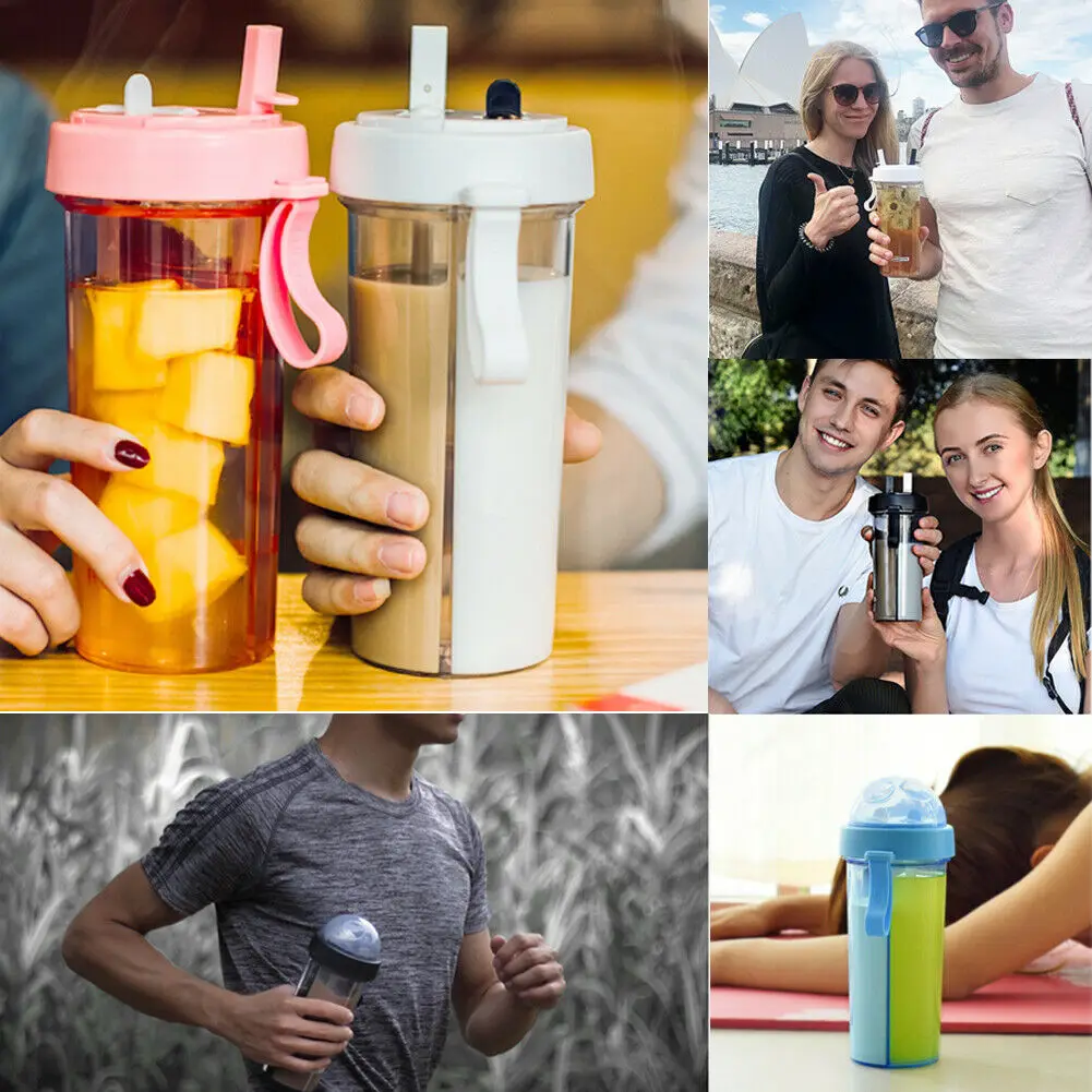 

420mL Leakproof Plastic Dual-use Cup Portable Water Bottle for Travel Camping