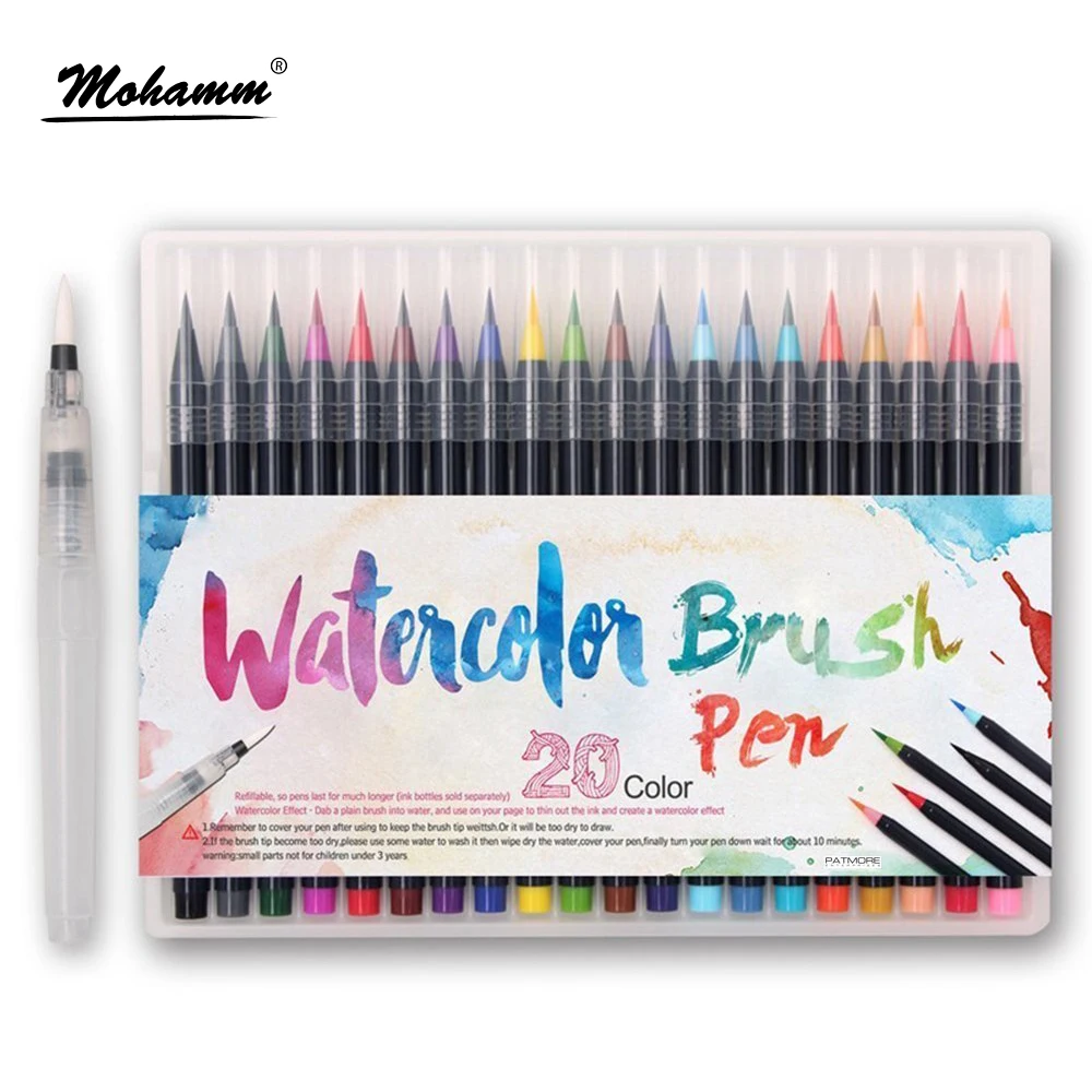 

20 Colors/Lot Set Professional Watercolor Painting Soft Brush Pen Set Markers Pen Artist Supplies Manga Comic Calligraphy
