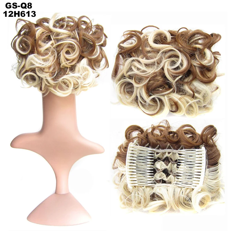 TOPREETY термостойкие синтетические волос большой гребень клип в вьющиеся волосы штук Chignon Updo Обложка парики булочка Q8