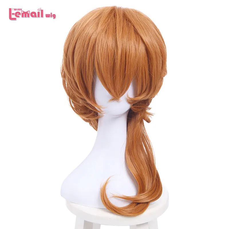 Resistente ao Calor Peruca de Cabelo L-e-mail Peruca Bungo Cães Vadios Nakahara Chuuya Cosplay Perucas 45cm Laranja Sintético