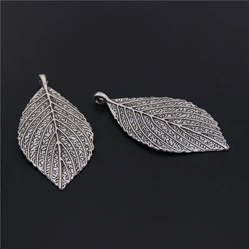 

5pcs Antique Silver Big Leaf Pendant Charms Vintage Metal Jewelry Findings For DIY Necklace Women