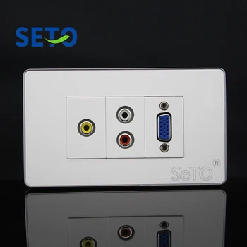 

SeTo 120 Type RCA AV Audio Video + VGA Connector Panel Wall Plate Socket Keystone Faceplate