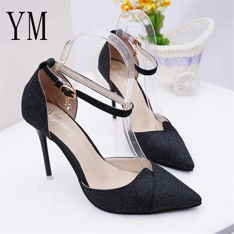 

2018 Summer High-heeled shoes Female Fashion Sexy Hollow with Sandals Korean Pointed of the thin Breathable Crystal Women Pumps