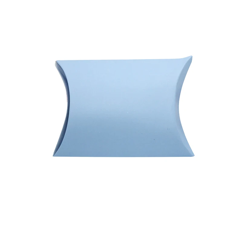 50 шт./лот, коробка для конфет в форме подушки, Подарочный держатель для свадебной вечеринки, декор картонный ПВХ коричневый крафт - Цвет: Light blue
