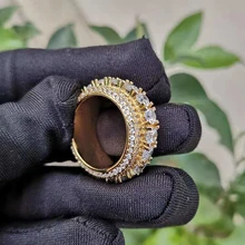 Кольцо в стиле хип-хоп с кубическим цирконием AAA для мужчин и женщин, геометрические круглые золотые кольца, высококачественные вечерние ювелирные изделия