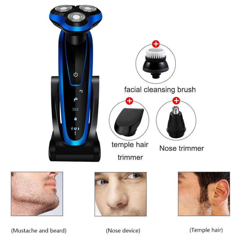 Rechargeable Men Electric Shaver Washable Razor Electric Shaving Beard Machine Nose Trimmer