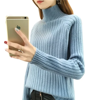 

WMSWJH Thick Warm Turtleneck Sweater Women 2019 Autumn Winter Tricot Jumper Women Sweaters And Pullovers Female Knitted Tops