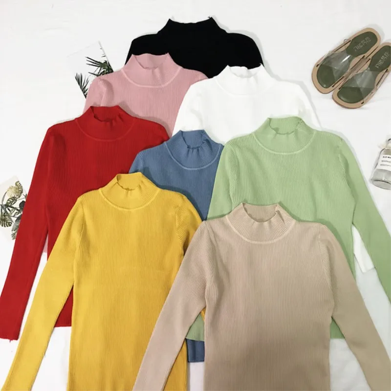 2019 осень 9 цветов женские трикотажные пуловеры High Street Slim Fit стретч-трикотаж
