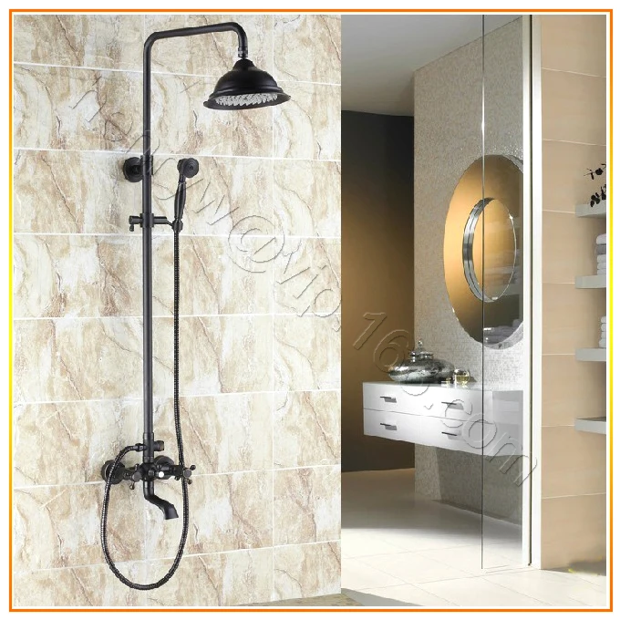 L15881 Luxury Wall Mounted Blackened Brass Overhead Rainfall Shower Set