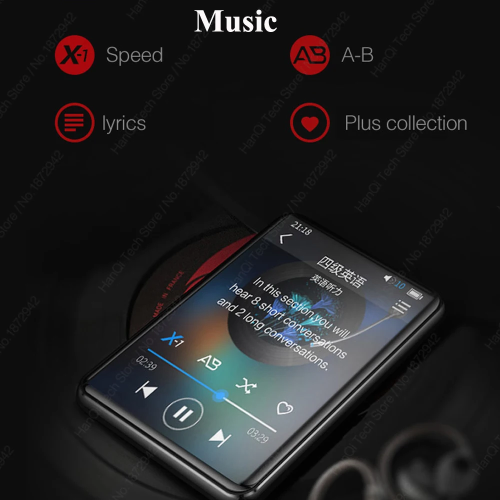 Mp3-плеер с Bluetooth 5,0 16 Гб 2,5 дюймов сенсорный экран fm-радио HiFi музыкальный плеер с высоким уровнем потерь аудио Walkman с видео электронной книгой