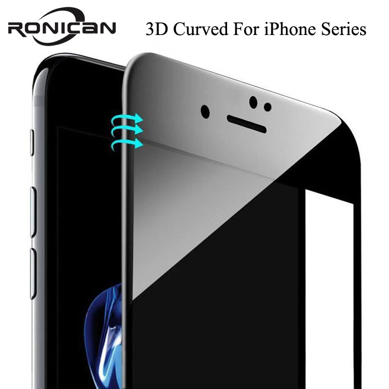 Для iPhone X 6 7 Plus Защитная пленка для экрана 9 H Глянцевая 3D изогнутая для iPhone 8, 8 Plus из углеродного волокна с мягким краем из закаленного стекла