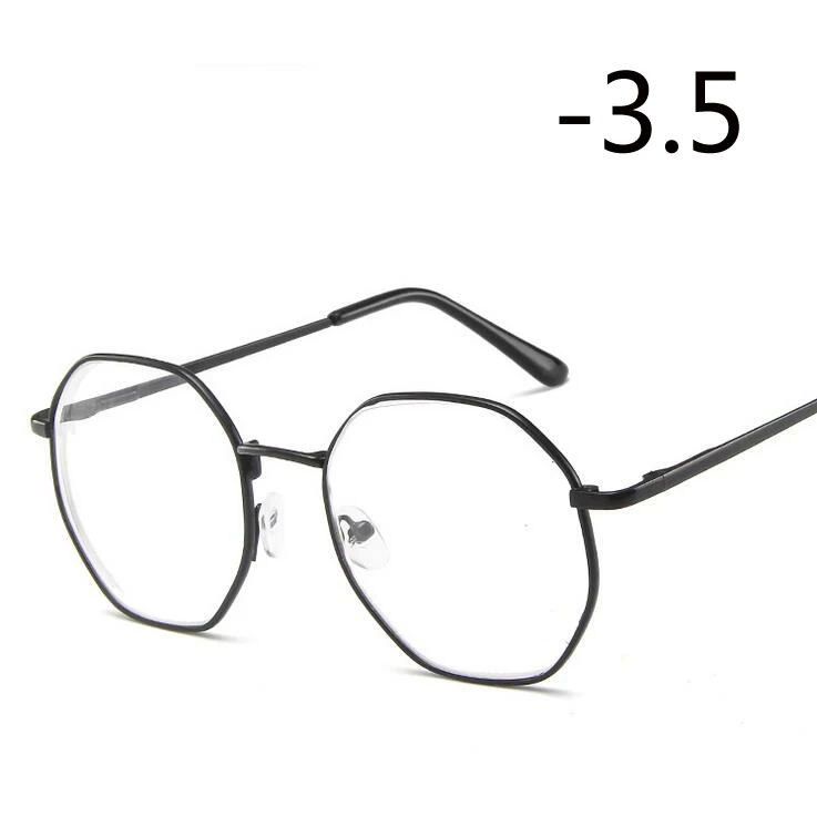 1,0-1,5-2,0-2,5-3,0-3,5-4,0 женские мужские готовые очки для близорукости Ретро Металлические прозрачные линзы диоптрий очки для унисекс - Цвет оправы: Myopia 350