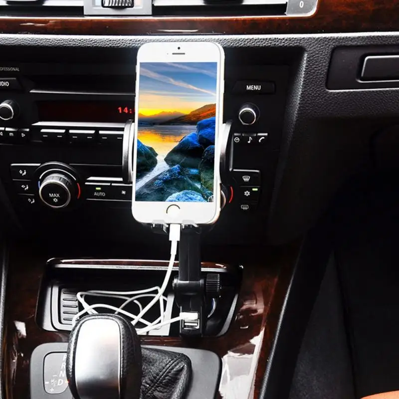 

Dual USB Car Charger Holder Mount With Cigarette Lighter Chargers for Cell Phone Holder
