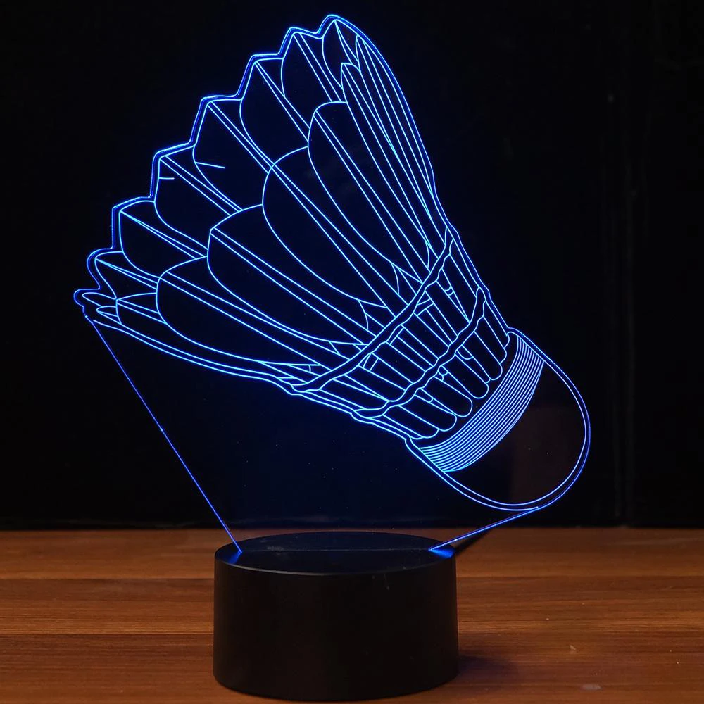 3D светильник для бадминтона моделирование USB 7 цветов меняющиеся