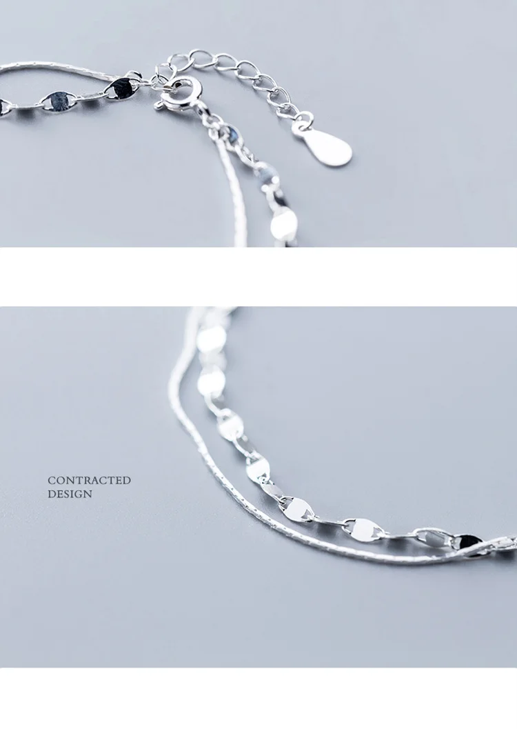 Trustdavis, Настоящее серебро 925 пробы, Женские Ювелирные изделия, двухслойный гладкий браслет для женщин, девушек, леди, подарок DA257