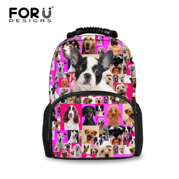 

FORUDESIGNS 3D Dog Animal Women Backpack Travel Big Bag Boston Terrierl School Bagpack For Teenager Girls Large Mochila Infantil