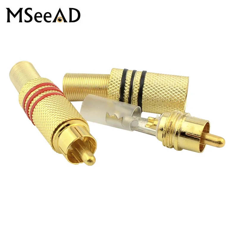 

10 / 20 / 50 / 100pcs connectors spring welding RCA Av connector Gold Plated RCA Plug Audio Male Connector Metal Spring