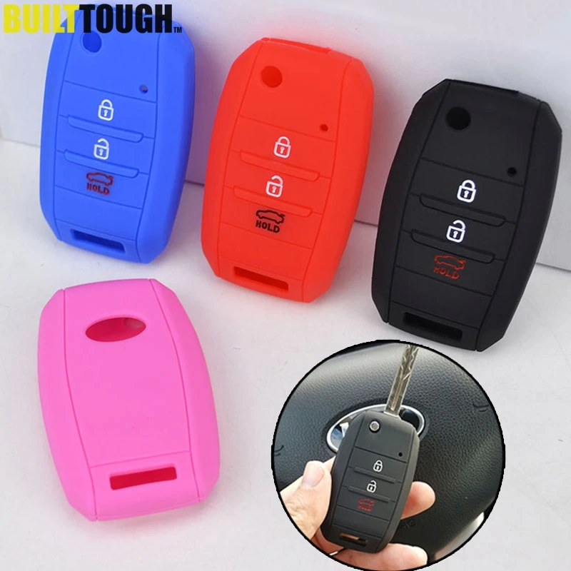 

3 4 Button Silicone Key Cover Case Fob Fit For Kia Sportage Cerato Optima k5 Rio Carens Rondo Cee'd Picanto k2 Soul Sorento Ski