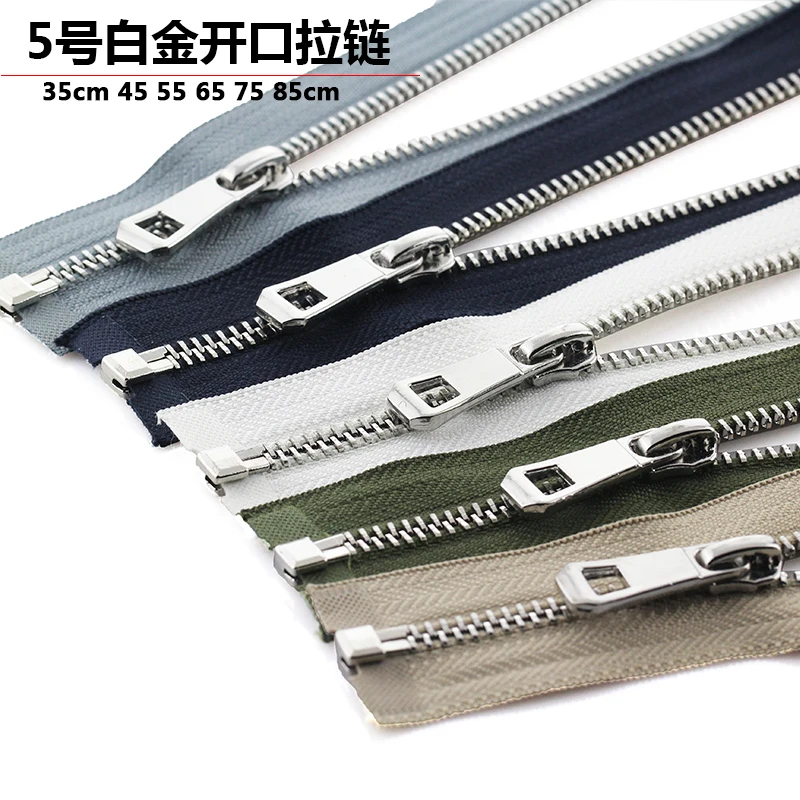 Free shipping 3pcs/lot 45cm 5 copper cotter silver teeth metal zipper