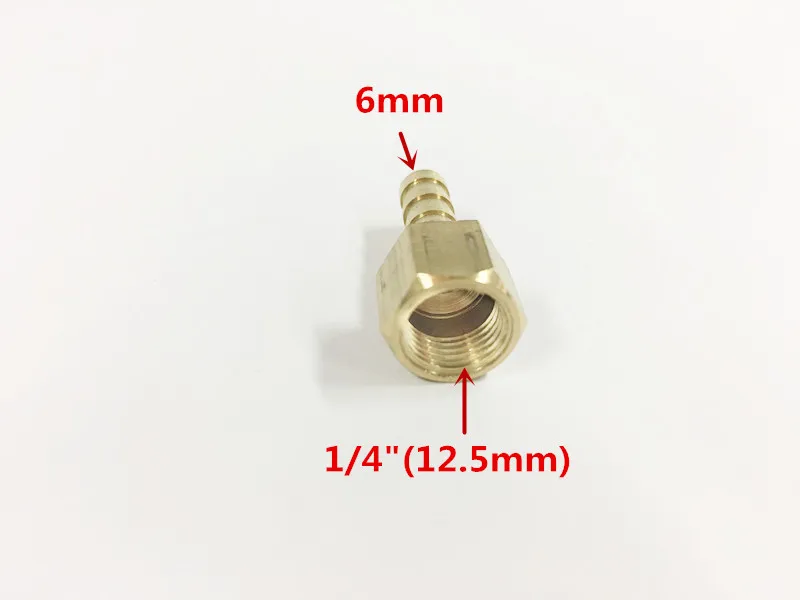free shipping copper fitting 6mm Hose Barb x 1/4" inch Female BSP Brass Barbed Fitting Coupler